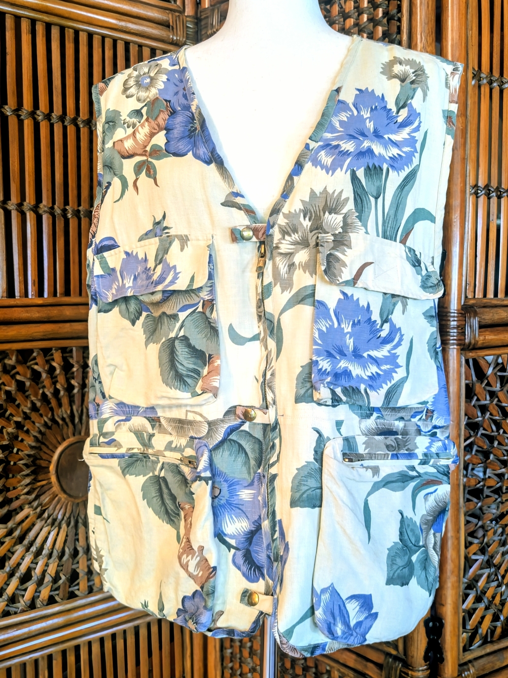 CAMBRIDGE DRY GOODS Floral Utility / Upland Birding Vest - Floral - LG - VTG 90s